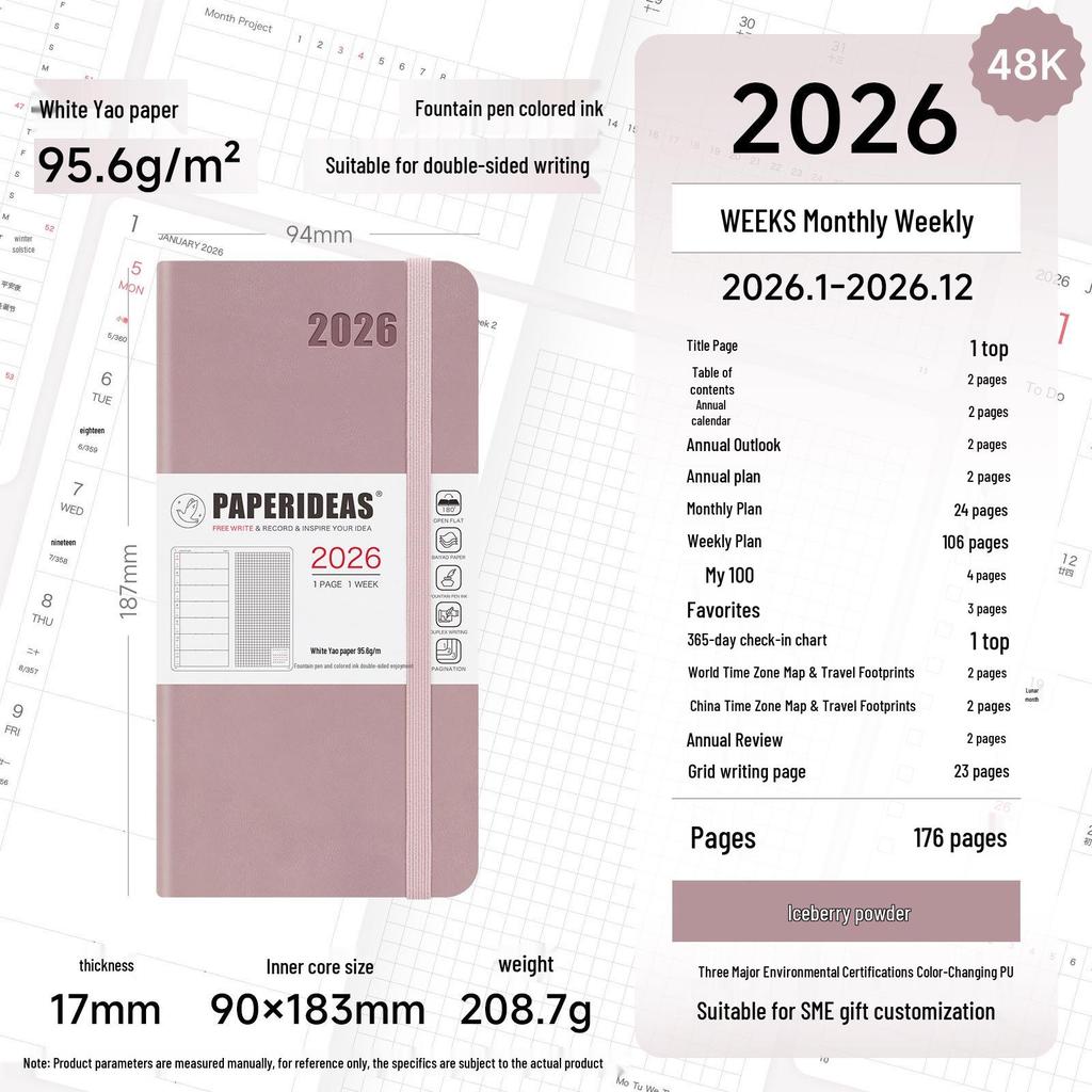 2026 Portable Weekly Planner: Leather-Covered Diary & Time Management Book