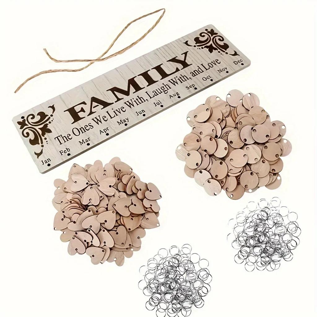 DIY Wooden Family Birthday Board Wall Hanging Calendar with 100 Wooden Tags Best Gift Ideas for Organizing Celebrations