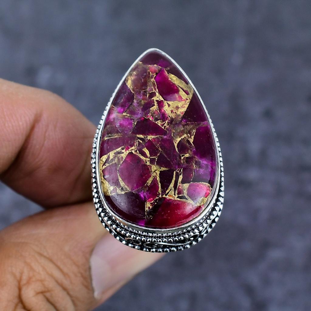 Natural Copper Pink Tourmaline 925 Sterling Silver Jewelry Ring Size 8 ET-4810