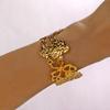 Bold Vintage Wide Geometric Striped Stainless Steel Cuff Bangle for Women Sculptural Wavy Butterfly Bracelet Aesthetic Jewelry