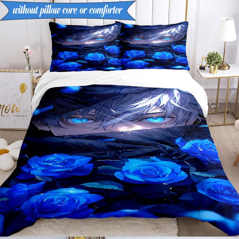 Jujutsu Curse Battle 3pcs K-pop Music Group Bedding set,Ideal for Bedroom, Dormitory,Including Duvet Cover And 2pcs Pillowcases,Fan Gifts