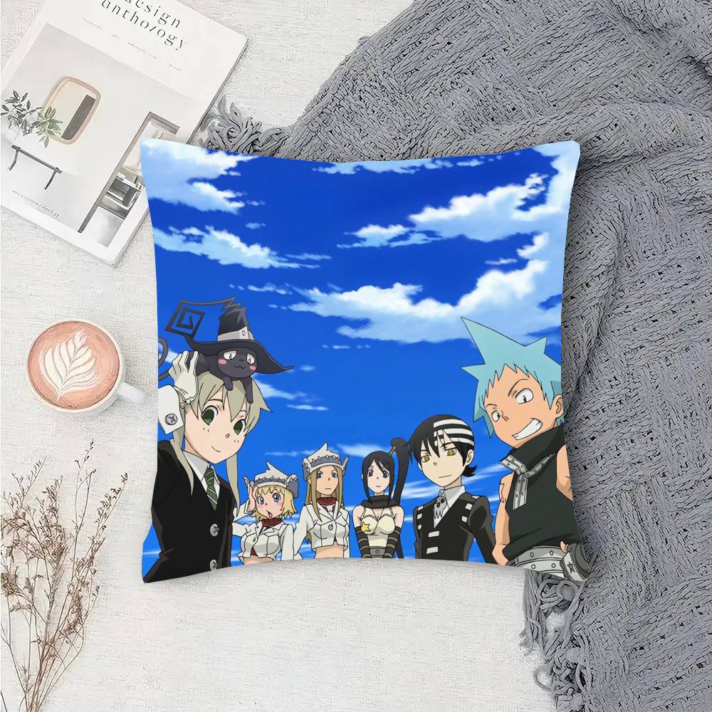 S-Soul E-Eater Animation Pillow Case Fashion Square Pillowcase Bedroom Sofa Room Ins Decoration Leisure