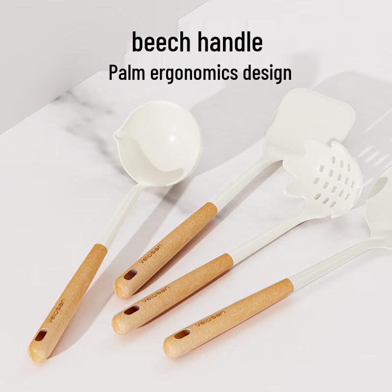 Wenlun Mountain Beechwood Silicone 6-Piece Kitchen Utensil Set