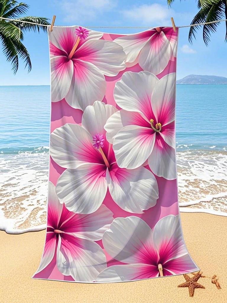 Strandtuch mit Hortensien-Print, weiche Mikrofaser, schnell trocknend, übergroß, sandabweisend saugfähig, Strand tropisch floral Tischdecke