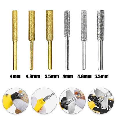 6PCS Spitzer Carving beschichtet zylindrischen Grat Diamant Schleifen Werkzeug