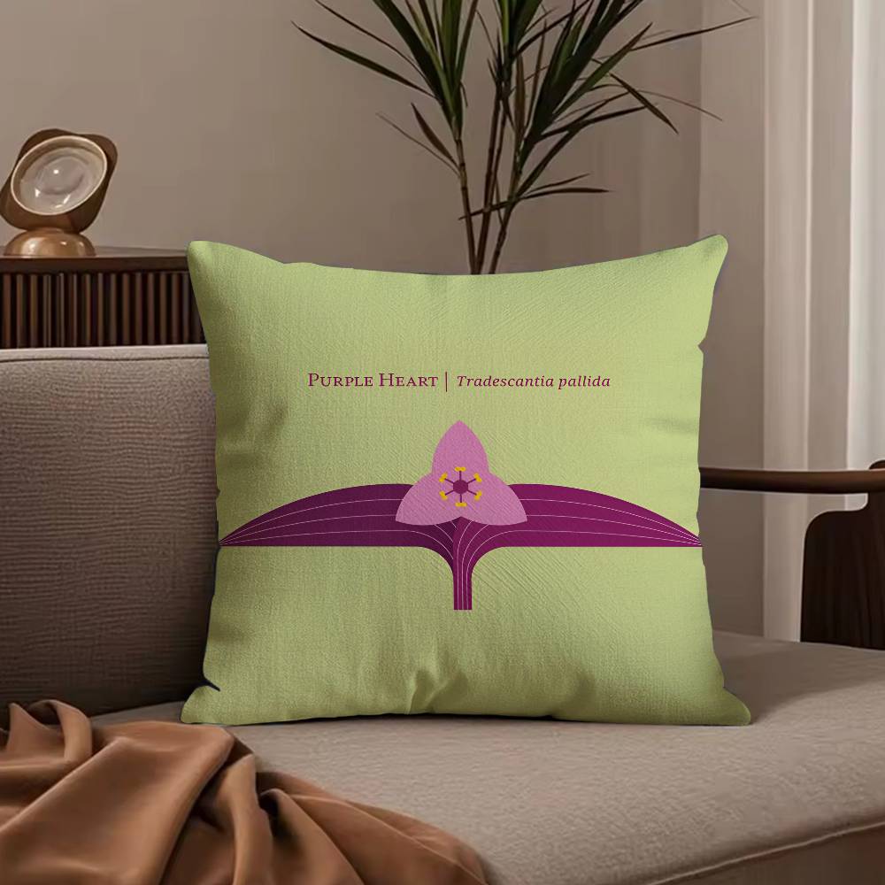 Simple Flower Art Pillow Case Anti-dustmite Pillowcase Invisible Zipper Silky Short Plush Sofa Cushion Cover
