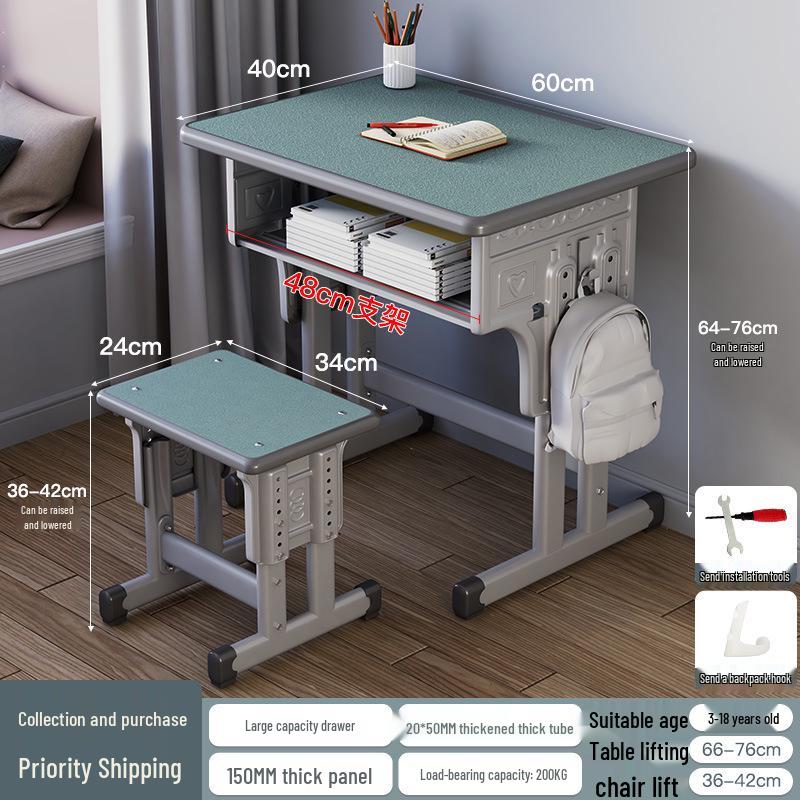 Height-Adjustable Student Desk and Chair Set for Junior and High School