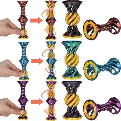 3D Printed Impossible Pyramid Passthrough Fidget Toy Double Layer Helical Tree Puzzle Stress Relief Gift for Kids Adults Decor