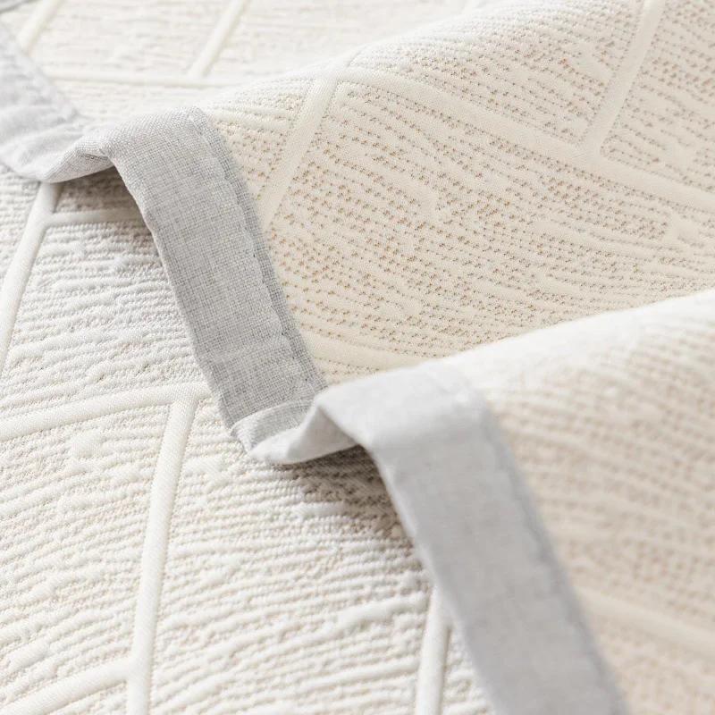 Summer Nordic Simple Solid Color Sofa Cushion Four Seasons Pure Cotton Fabric Antislip Full Cotton Sitting Pad Modern Sofa Cover