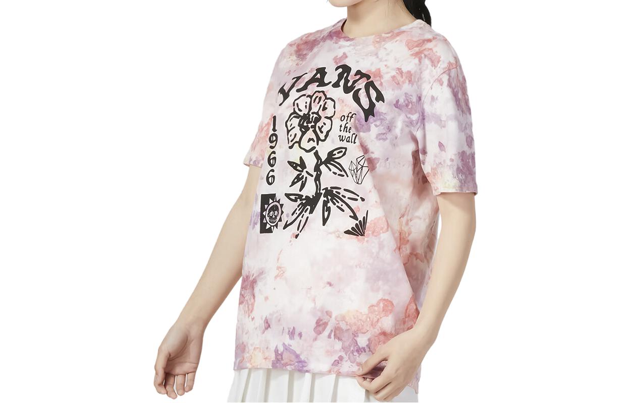 Vans T Shirts Women s Pink Crew Neck Moderate Straight Fit VN0A54KUZG7 S