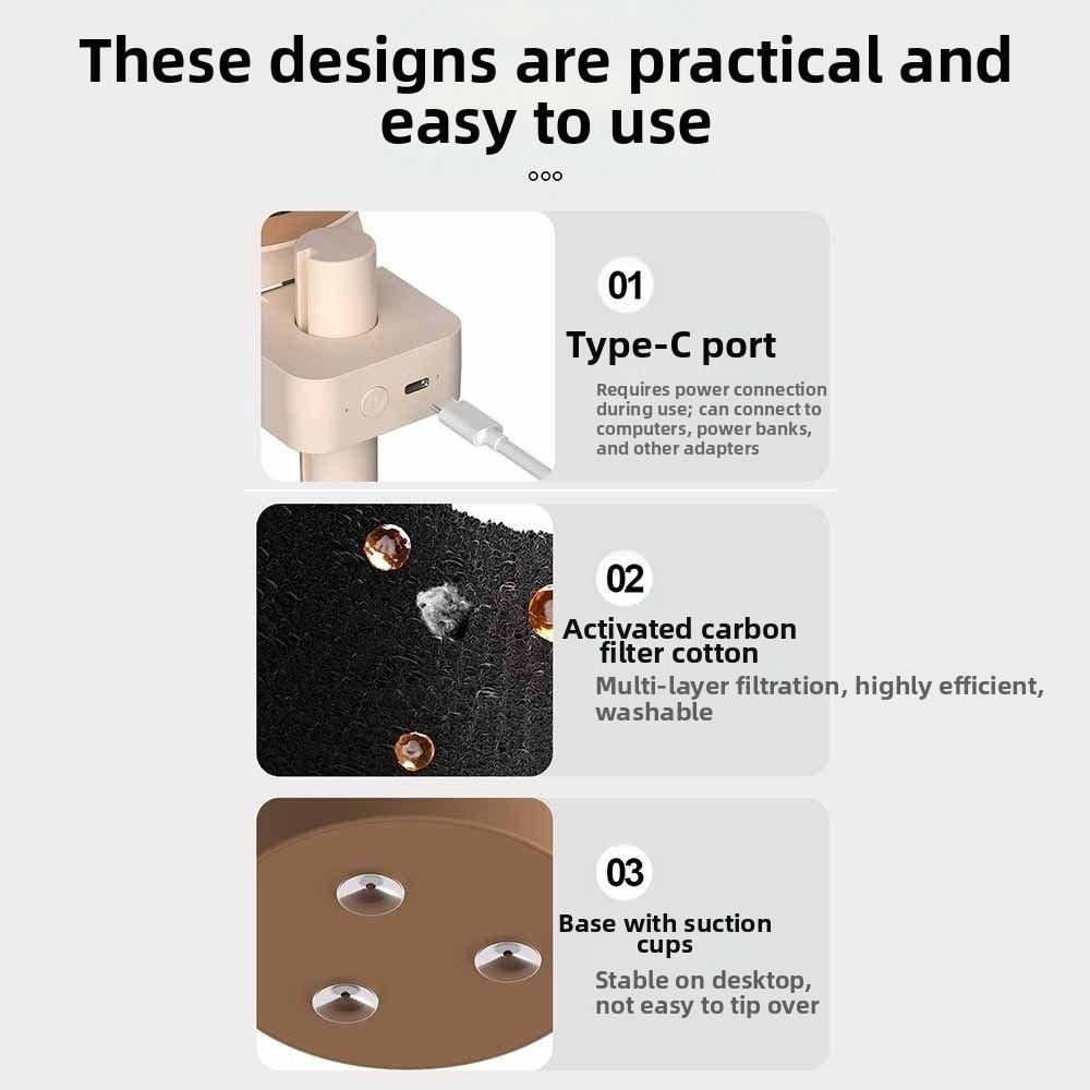 Adjustable Angles Desktop Range Hood Space-Saving Cooking Fume Extractor  Household Use