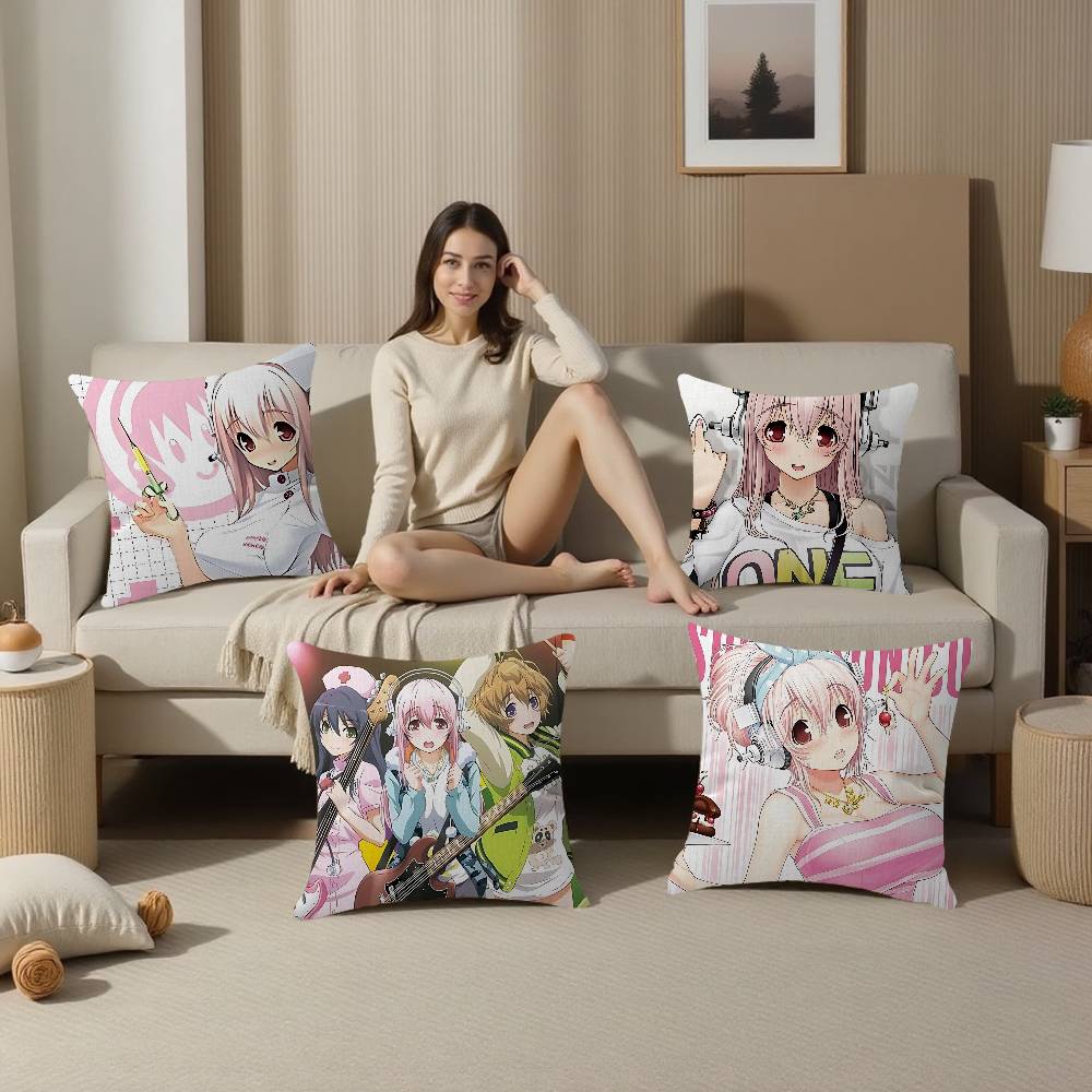 Super S-Sonico Manga Anime Personalized Picture Text Home Decorative Pillows Household Gifts 45X45Cm