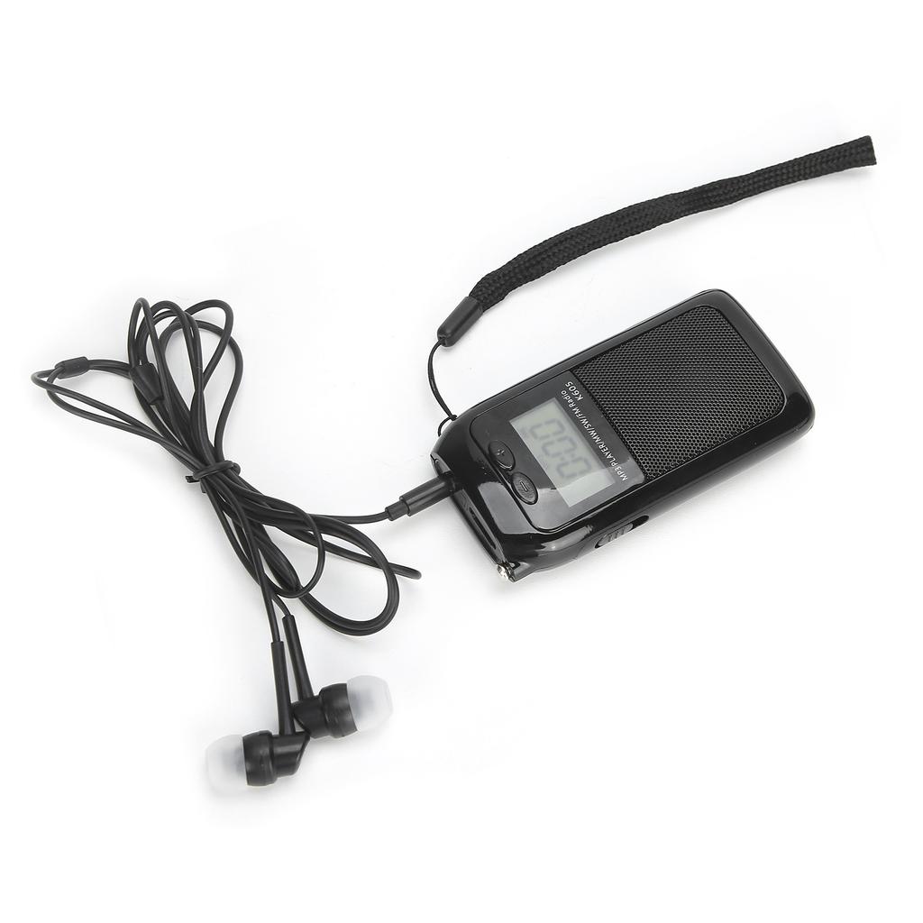 K‑605 Mini MP3 Player FM/SW/MW Digital Tuning Radio Receiver LCD Display with Earphones