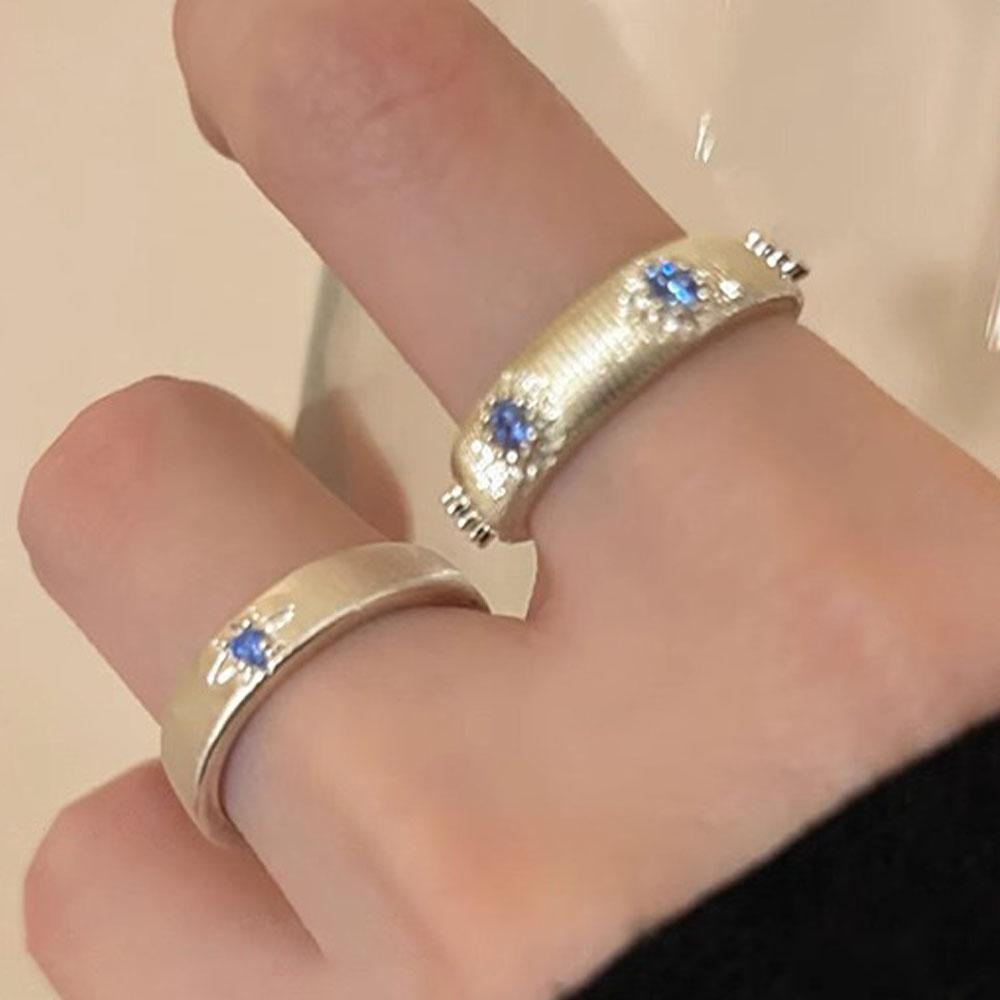 Xiaomi BF CLUB Silver Color Rings for Women Simple Geometric Handmade Irregular Retro Ring Blue Stone Fashion Allergy For Birthday Gift
