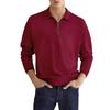 Fashion Men's Casual Polo Top Shirt Zip Solid Colour Men's Long Sleeve Sports Polo Shirt