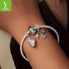 Christmas Joy White Gold Tri-Use Pendant: DIY Bracelet, Necklace & Tree Ornament