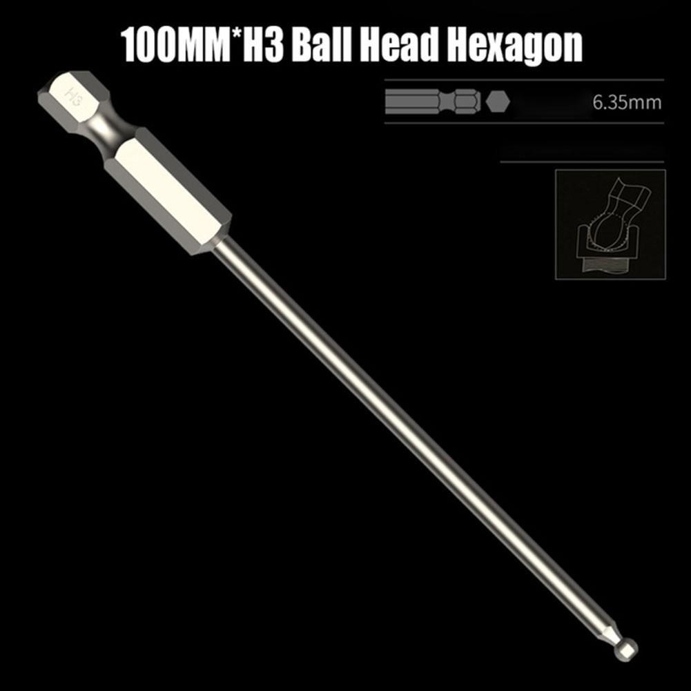 

1pc Ball End Hex Screwdriver Bit Metric Hex Bit 100mm Long Magnetic Driver Bit