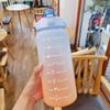 Gradient Two-Color Large Capacity Fitness Straw Cup - Portable Handheld Water Bottle with Scale