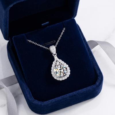 Funkelnder Tropfen Anhänger Halskette Damen Zirkonia Halskette Elegante Hochzeits Halskette Schmuck Geschenk für Mama Frau Sie