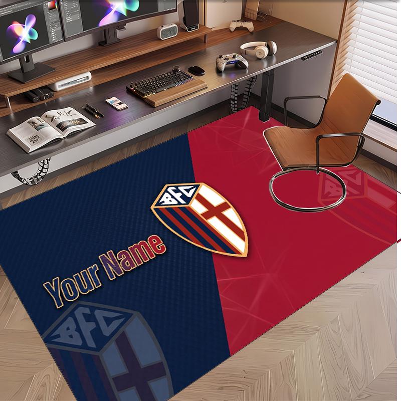 Personalized Crystal Velvet Carpet Bologna FC Pattern Non Slip Floor Rug