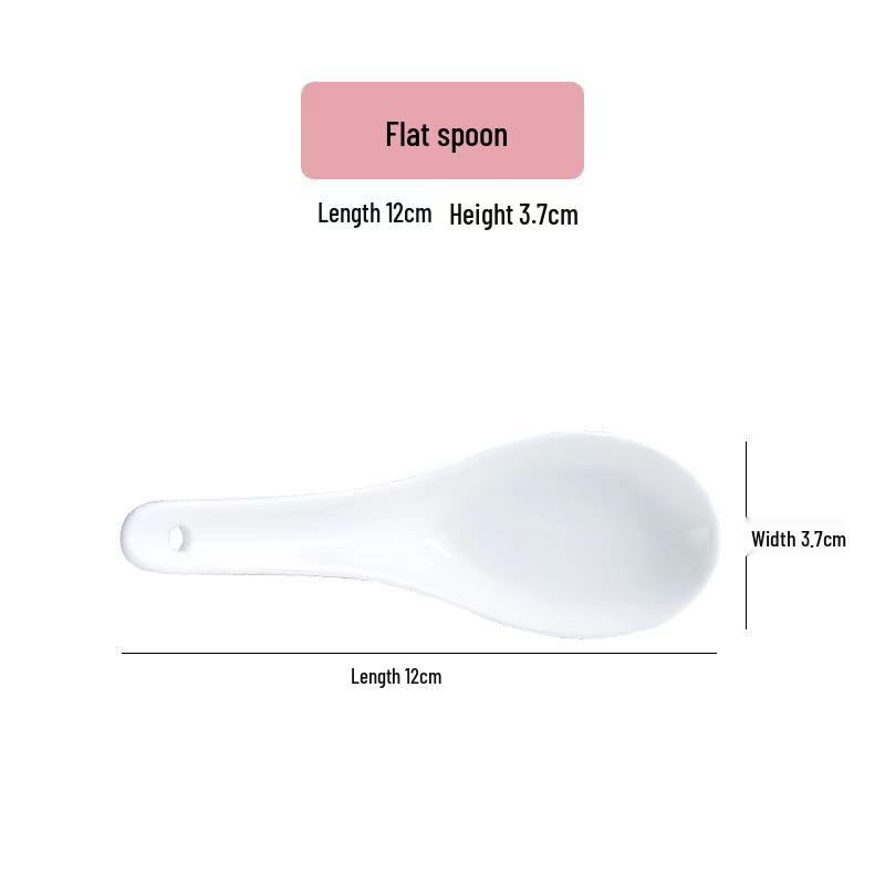White Ceramic Long-Handle Ladle - Scratch-Resistant, Large Soup Spoon for Commercial and Household Use