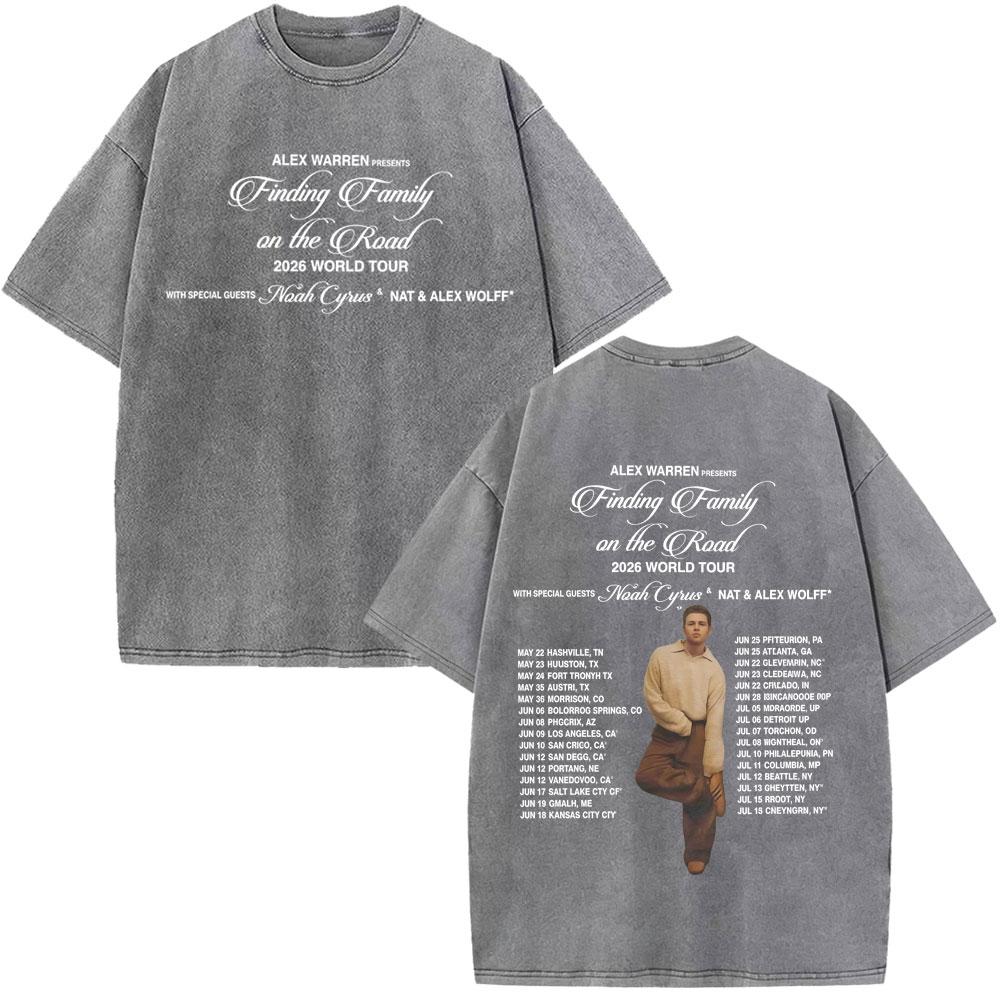 Singer Alex Warren 2026 Tour Print Tees Unisex Unisex Hiphop Tshirt Summer Cotton Loose Casual Vintage Washed Tshirts Streetwear