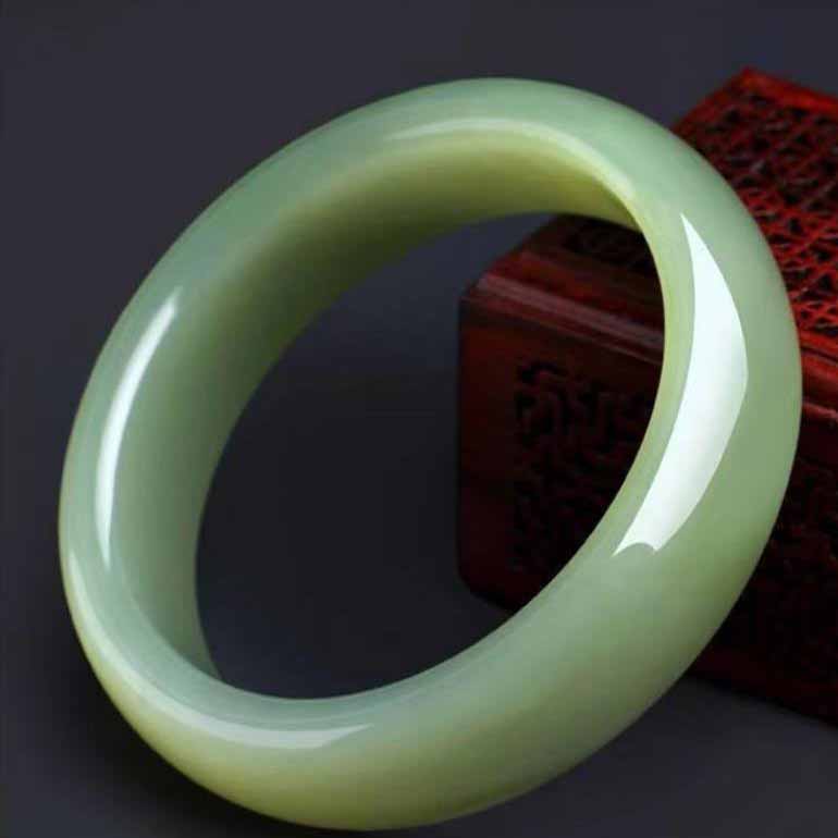 Hetian Jade Bangle Natural Nephrite Jade Bracelet for Women Gift for Her Lucky Protection Jewelry