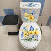 Toilet Sticker Flower Butterfly Sticker Bathroom Self-Adhesive Painting Waterproof Sticker Toilet Cover Bathroom Wall Sticker