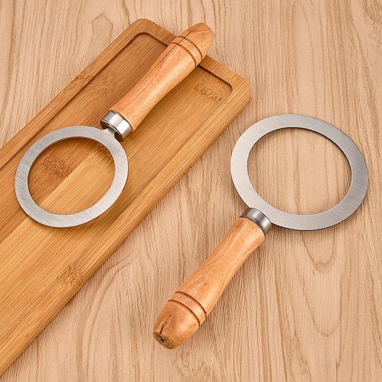 Edelstahl-Backbecherring mit hitzebeständigem Holzgriff, Milchteebecher-Abdeckung, Randdichtung für Dessert, Bubble Tea, geröstete Milch, DIY-Herstellung