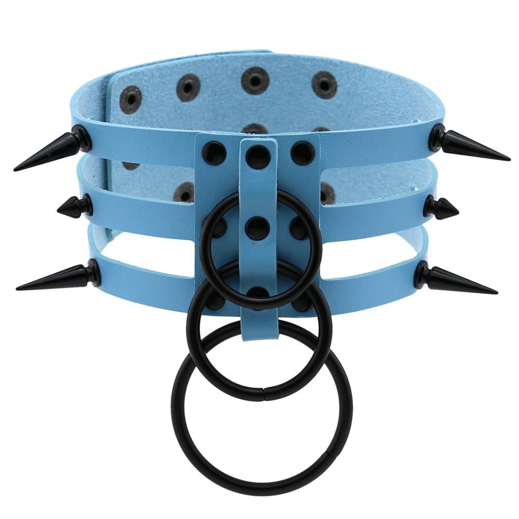 Fashion Women Men Black Rivet Leather Bondage Choker Necklace Punk Circle Spike Goth Collar Harajuku Necklaces Emo Witch Jewelry