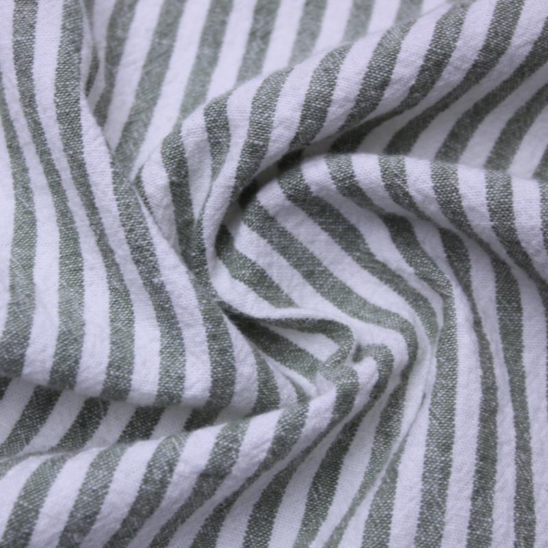 China Manufactures Cotton Linen Bedding Garment Fabric YARN DYED CREPE STRIPE