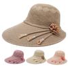 Sun Protection Wide Brim Cotton Straw Hat For Summer Beach Casual Women