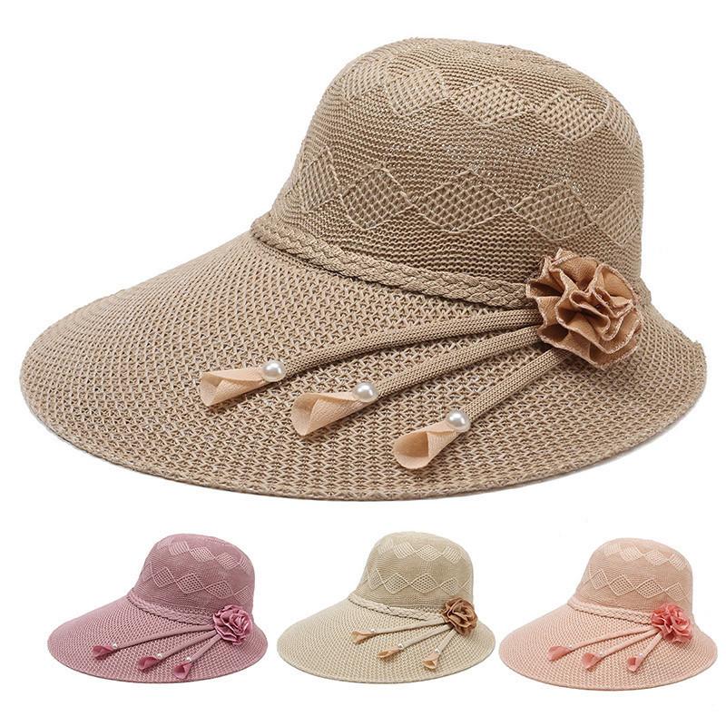 Sun Protection Wide Brim Cotton Straw Hat For Summer Beach Casual Women