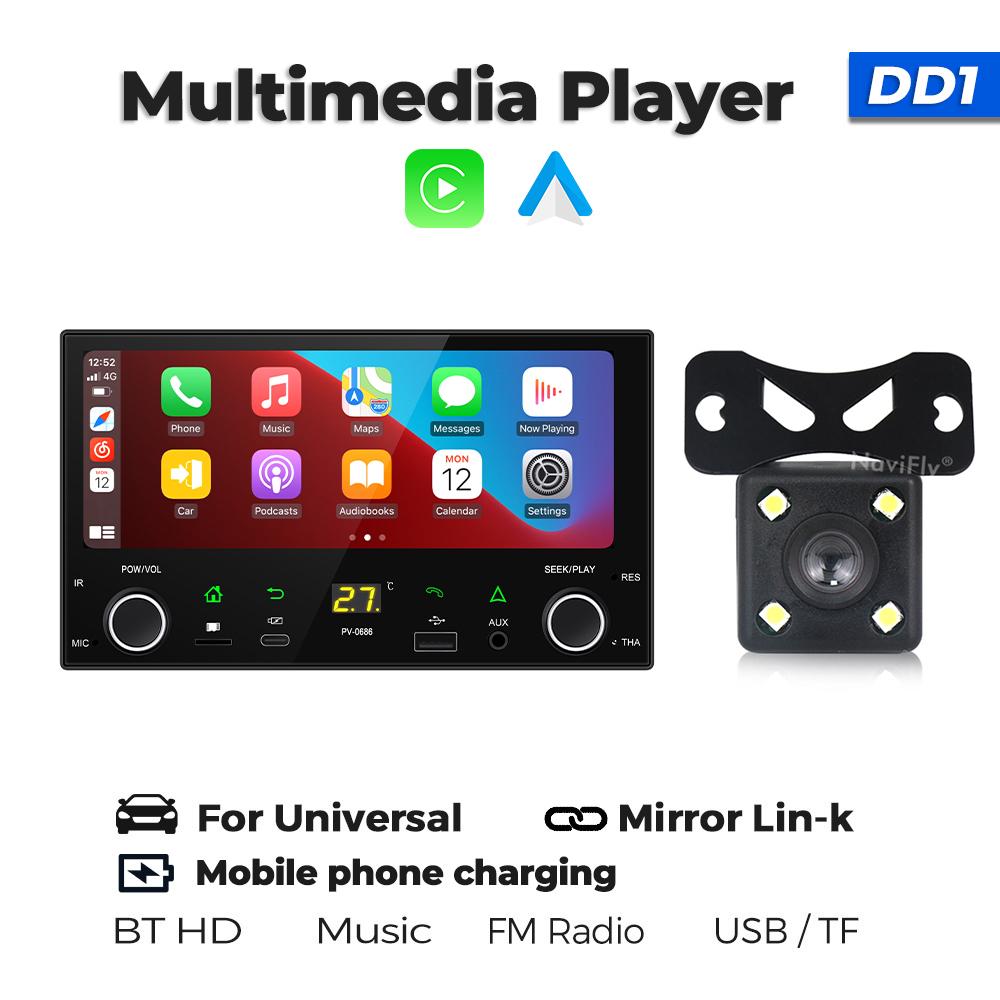 NaviFly For Universal 6.86" HD Touch Screen CarPlay Auto 2 Din Car Multimedia Video Player Supports Mobile Phone Charging GPS BT