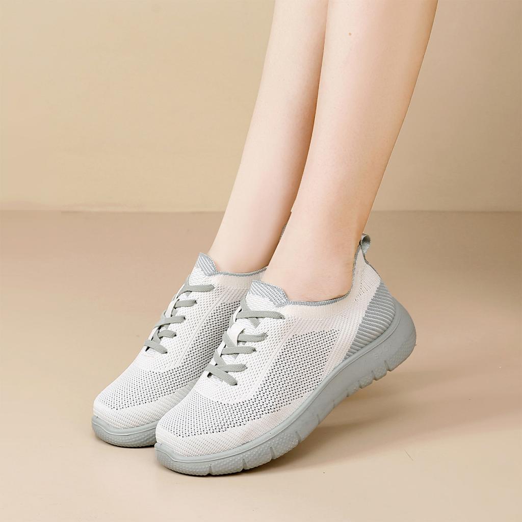 Women's Lightweight Knit Mesh Sneakers Round Toe Soft Sole Casual Athletic Shoes Breathable Flexible Walking Footwear