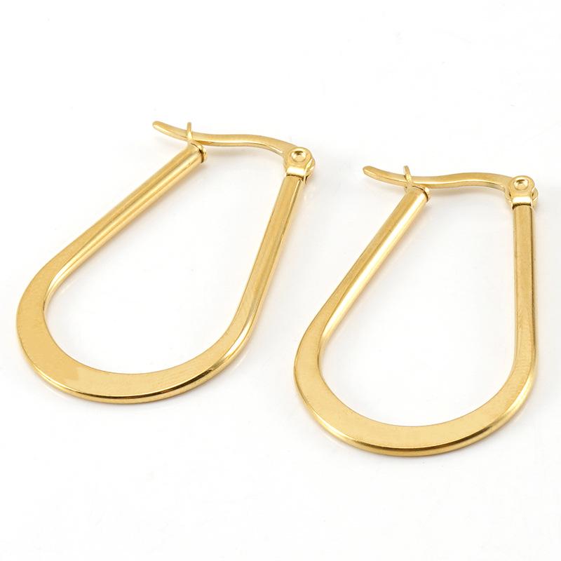 European & American 18K Titanium Steel Water Drop Snap Hoop Earrings for Women
