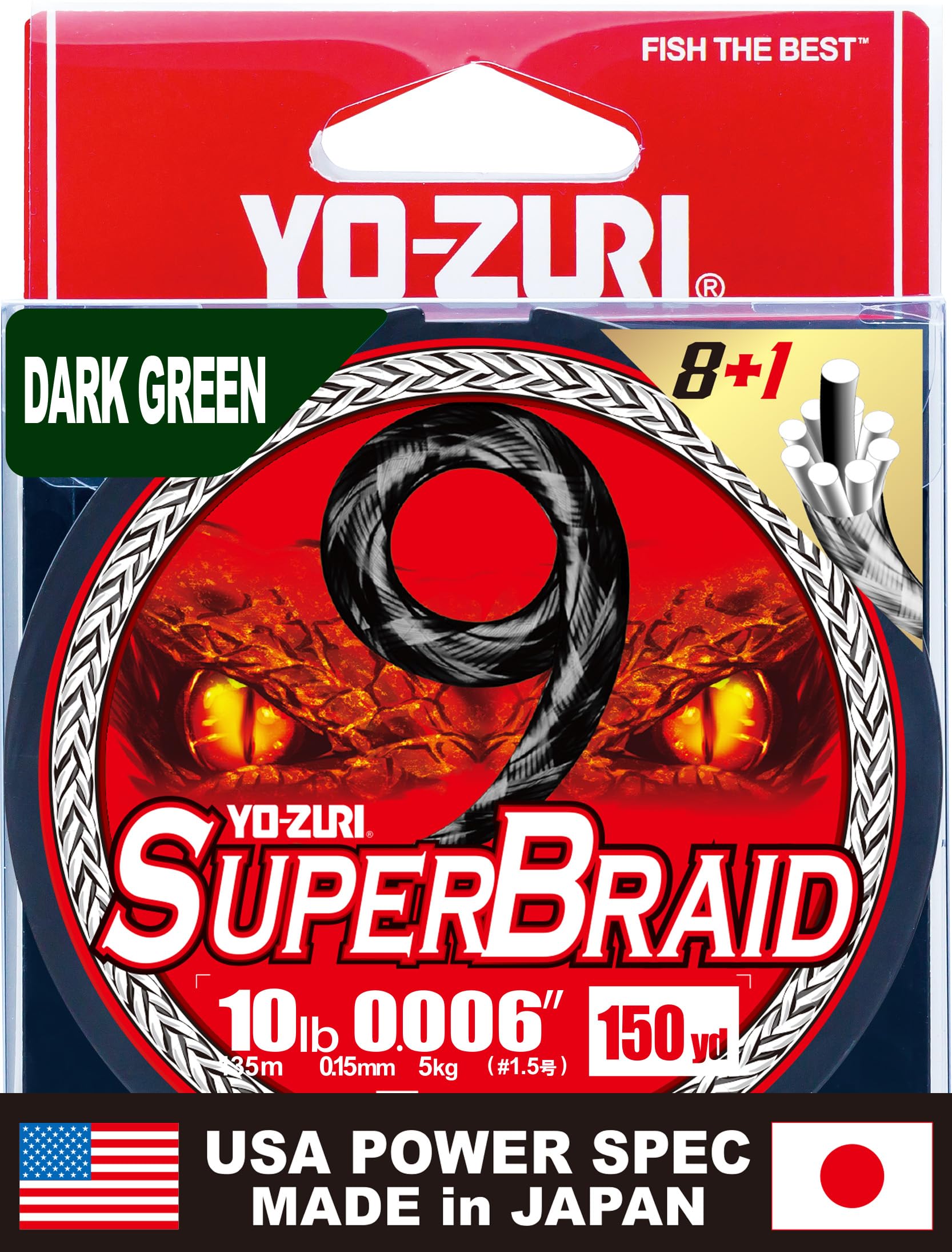 

Плетеный шнур PE Super Braid 9 150 ярдов 10 фунтов Темно-зеленый цвет YO-ZURI