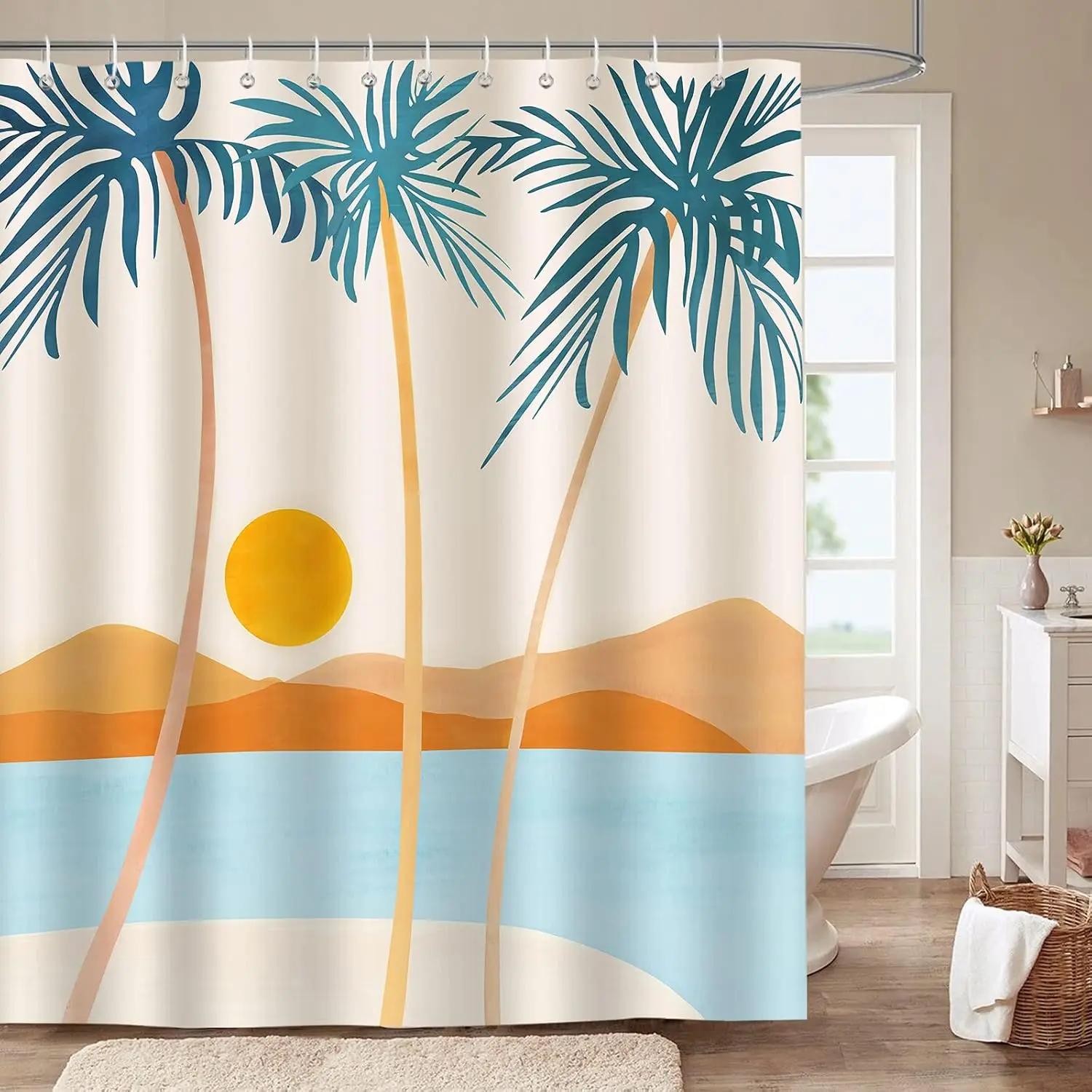 

Hawaii Tropical Beach Palm Trees Shower Curtain Bohemian Bathroom Decorative Waterproof Shower Curtain 180X180CM
