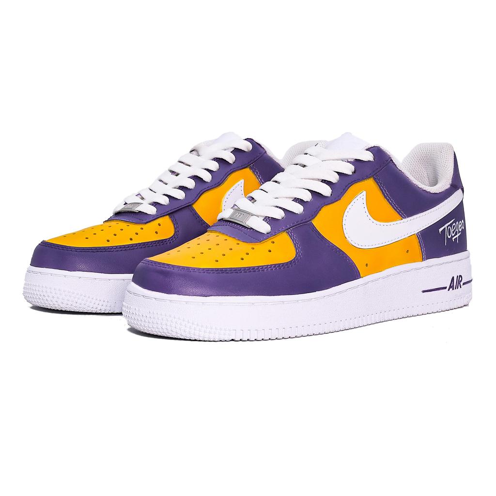 Nike Air Force 1 Abrasion Resistant Low top Skateboard Shoes Men's Purple Yellow CW2288-111(Team631- BAG)