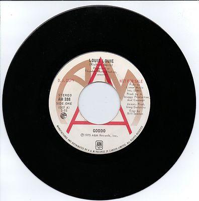 

7inch Record GODDO Louie Louie AM398PROMO AM Records 1975 Canada Rock Used
