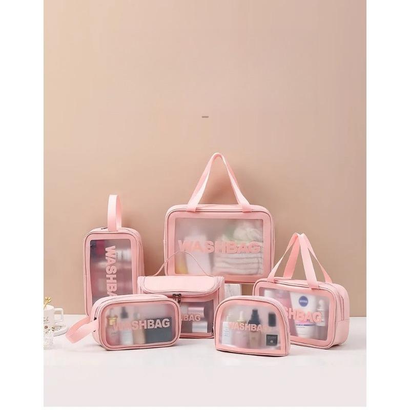 New Transparent Makeup Bag Set Toiletry Organizer Washbag for Women Portable Toiletries Pouch Travel Essential Cosmetics Bag