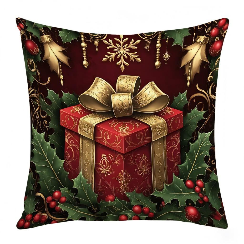 Christmas Themed Linen Pillowcase Home Sofa Festive Atmosphere Decorative Cushion Cover