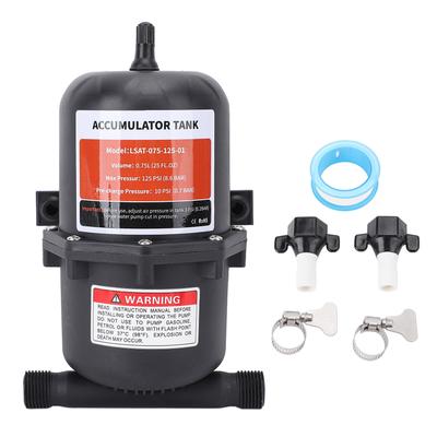 Accumulator Tank 0.75L Pre Pressurized for RV Water Pump Maximum 125PSI 1 2 MNPT Port Fitting with 2 Clamps 1 PTFE Tape