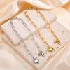 Classic Chain Stainless Steel Bracelets Trendy Cuban Rectangular Chain Heart-shaped Charm Bracelet Trendy Women's Gift Jewelry