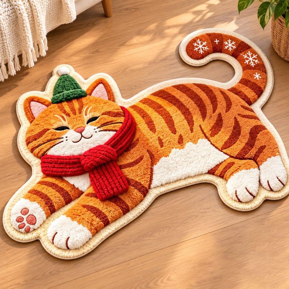 Non-Slip Cat-Shaped Area Rug Anti-fouling Cartoon Carpet Cute Home Decor Carpet Living Rooms