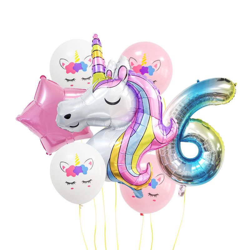 Colorful Unicorn Gradient Rainbow Foil Balloon Set