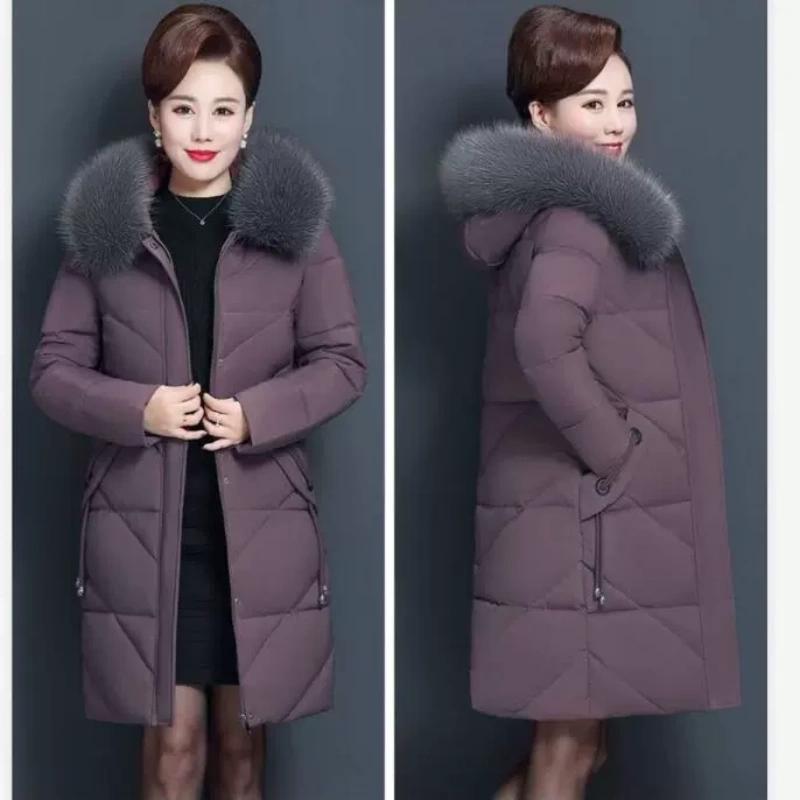 Baumwollgepolsterte Jacke Damen Slim-Fit Daunen Baumwollgepolsterte Jacke Mittellang Mode Damen Baumwollgepolsterte Jacke