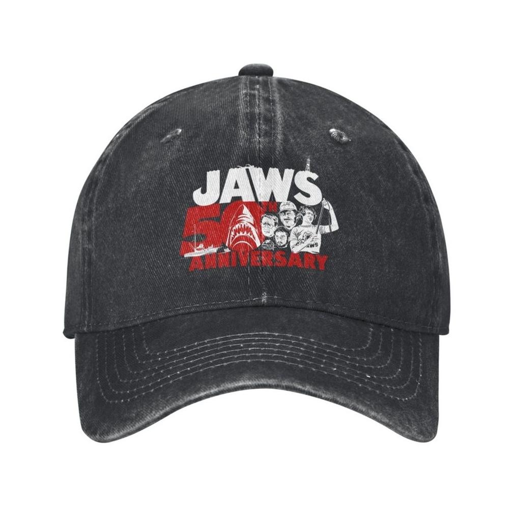 Jaws 50th Anniversary Baseball Caps Vintage Distressed Denim Classic Movie Snapback Cap Outdoor Unstructured Soft Hats