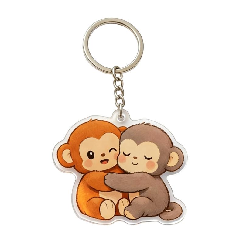 Delightful Acrylic 2D Flat Gorillas Keychain Pendant Ideal For Car Decoration Or Personal Items Backpack Ornament