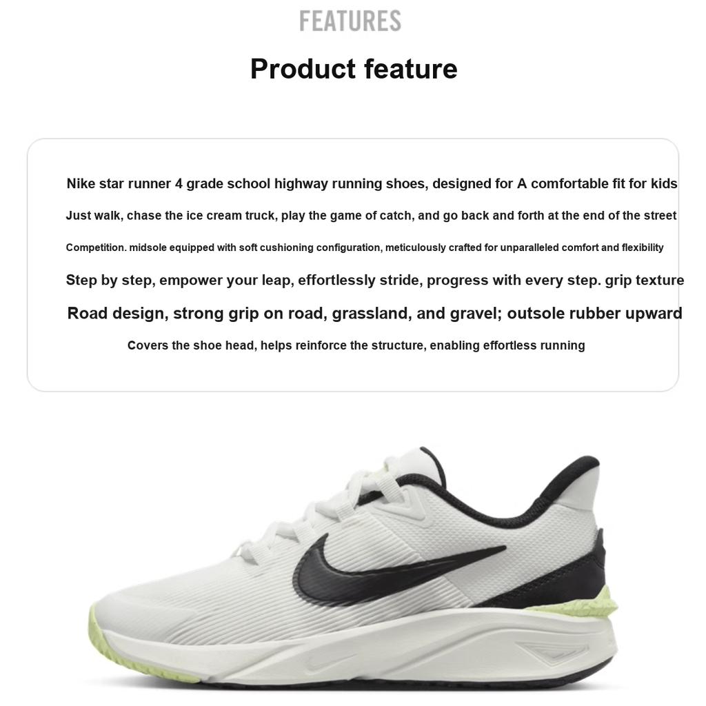 Nike Star Runner 4 GS Summit White Black Kids Sneakers Barely-Volt DX7615-102